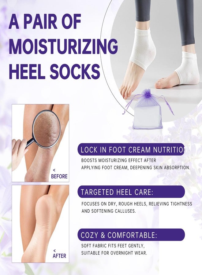 BBLOVE Lavender Foot Soak Set - Moisturizing Gel Socks, Foot File,Salt, Scrub, Foot Cream-5-in-1 Spa Care Kit & Cracked Heel Treatment, Exfoliating Dead Skin Repair Care Gift Set for Him and Her - Image 5